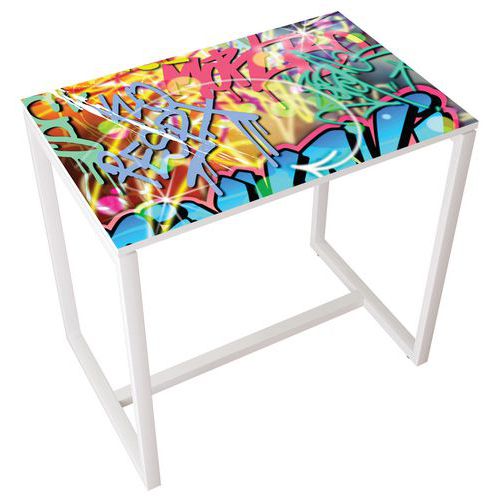 Table Réunion Haute Easy Office 4 Pers. Plt Décor Freestyle