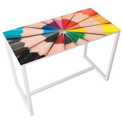 Table Réunion Haute Easy Office 6 Pers Plt Crayons Couleur