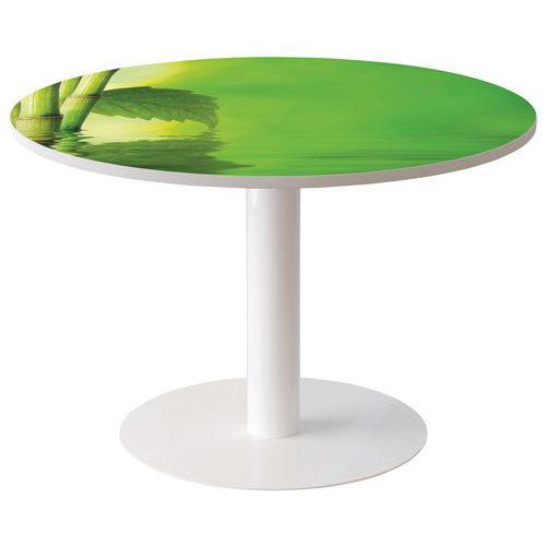 Table Ronde Ø 115 Cm Plateau Décor Zen- Manutan Expert