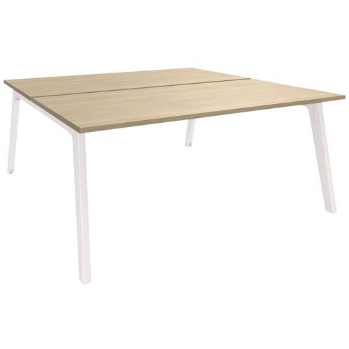 Simmob - Bureau STEEL double face 140x163 Chêne clair / Blanc - 72.5x140x163 cm - Éco-responsable, Plateau coulissant, Garantie 5 ans