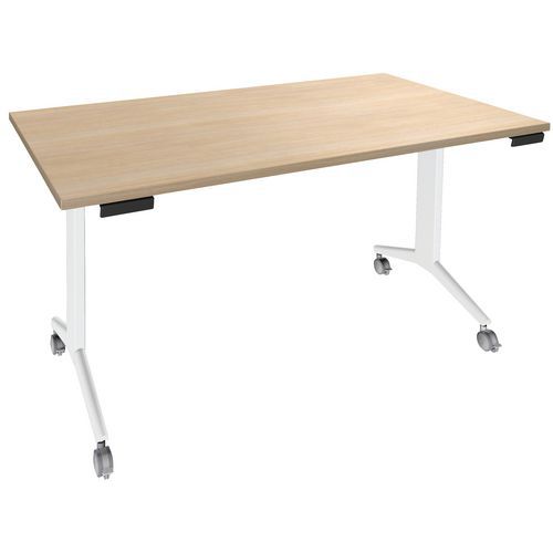 Table Abattante Avel 140x80 Chêne Clair/pieds Blancs