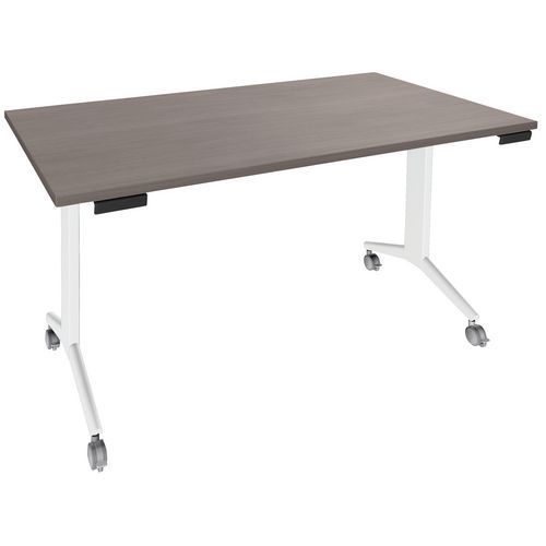 Table Abattante Avel 140x80 Chêne Gris/pieds Blancs