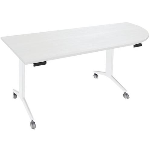 Table Abattante Avel 200x80 Angle à Droite Perle/pied Blanc