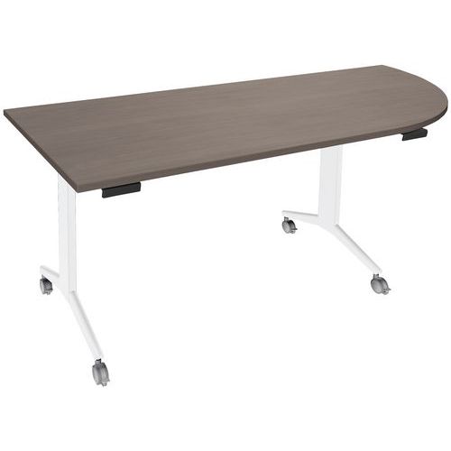 Table Abattante Avel 200x80 Angle à D Chêne Gris/pied Blanc