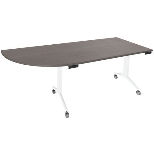Table Abattante Avel 200x80 Angle à G Chêne Gris/pied Blanc
