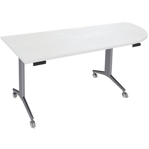 Table Abattante Avel 200x80 Angle à Droite Perle/pieds Alu