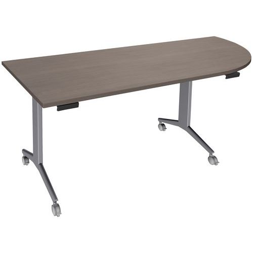 Table Abattante Avel 200x80 Angle à D Chêne Gris/pied Alu
