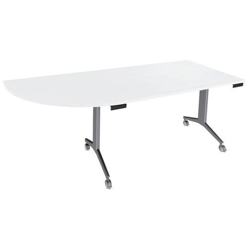 Table Abattante Avel 200x80 Angle à Gauche Perle/pieds Alu