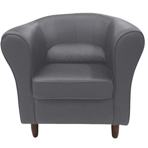 MMP - Fauteuil Marta Tissu Polyester Anthracite - 1 Place - Espace Détente - Accoudoirs - Pieds Bois Massif
