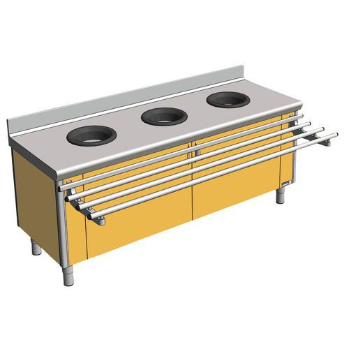 Meuble Pré-tri Mural Enfants 3 Trous V.déchets Jaune Tour.