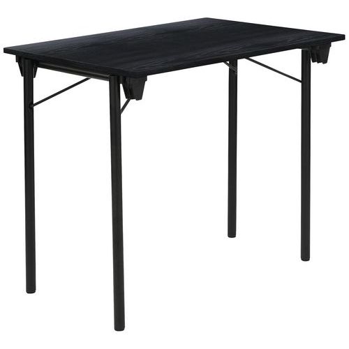 Table pliante ECO 80x60 cm Frêne Noir - Plateau Mélaminé - Pieds Métal Noir - Éco-responsable - Idéale Télétravail