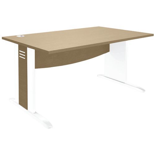 Bureau Quatuor 140x80 Pied L Bois Chêne/blanc