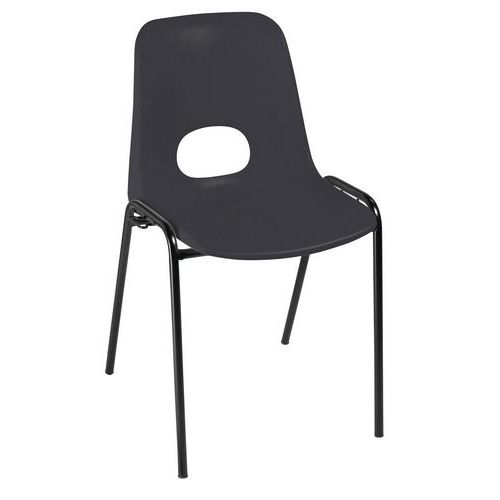 GMCE - Lot de 5 Chaises Floride Accrochables M2 Anthracite - Piétement Noir - Empilables et Lavables