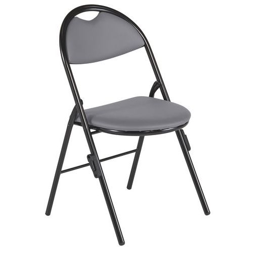 GMCE - Lot de 4 Chaises Pliantes Clap M2 Gris - Pieds Noirs - Assise Tissu - Lavable Éponge - Idéal Collectivités