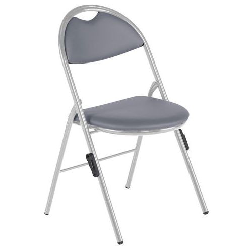GMCE - Lot de 4 Chaises Pliantes Clap M2 Gris - Pieds Aluminium - Assise Tissu - Avec Accroches - Idéal Collectivités