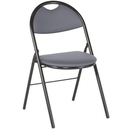 GMCE - Lot de 4 chaises pliantes Clap M2 Gris - Pieds Noir - Assise Tissu - Lavable Éponge - 5 ans Garantie