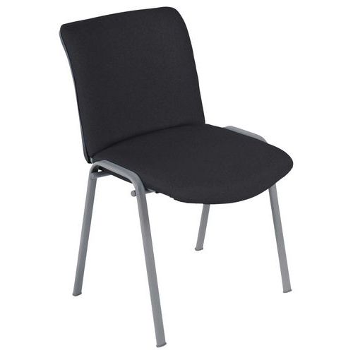 Lot de 5 chaises BEST Anthracite - Empilables et Lavables - Assise PVC et Dossier Tissu - Piétement Gris Aluminium - M1