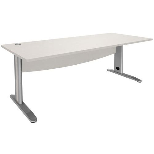 Manutan Expert - Bureau droit Quatuor 180 cm Blanc/Gris - Pieds Métal L - Éco-responsable 65% Recyclé - Garantie 10 ans