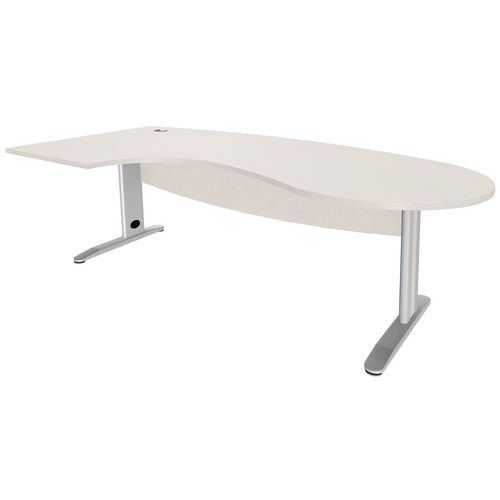 Bureau Convivial Pied Métal À Gauche Blanc/alu
