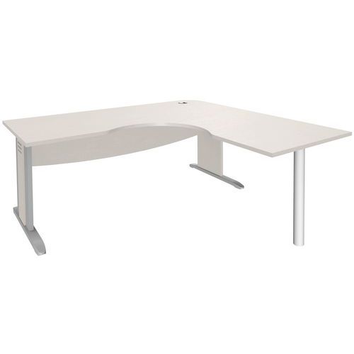 Bureau Symétrique Pied L Bois+vdf 160 Blanc/aluminium