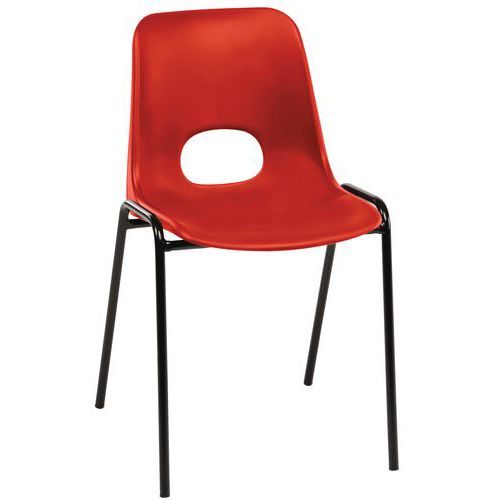 GMCE - Lot de 5 Chaises Floride Rouge M2 - Piètement Noir - Empilable - Assise Polypropylène - 78 cm