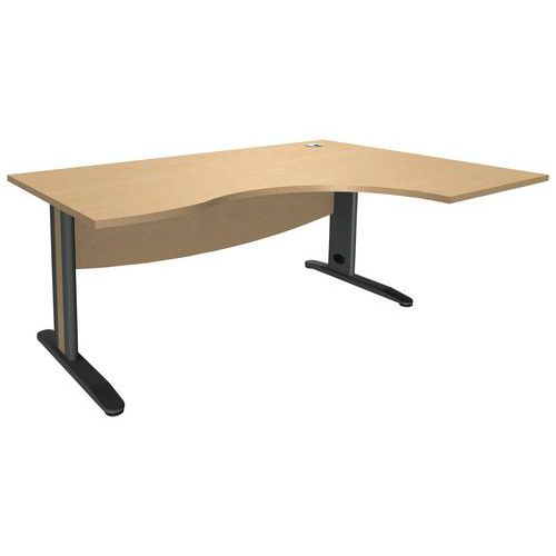 Bureau Asymétrique Pied Métal à Droite 180 Hêtre/anthracite