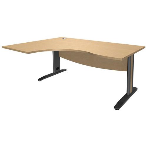 Bureau Asymétrique 160 Pied Métal Retà G Hêtre/anthracite