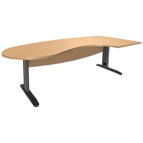 Bureau Convivial à Droite Pied Métal Hêtre/anthracite