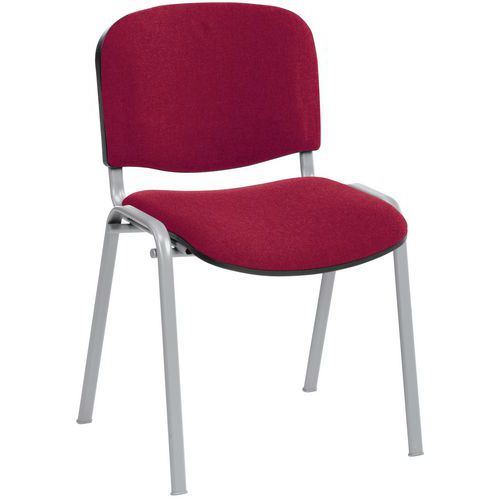 GMCE - Lot de 5 Chaises Cluny Tissu Bordeaux - Empilable - Accoudoir Non - Piétement Gris - 4.5 kg