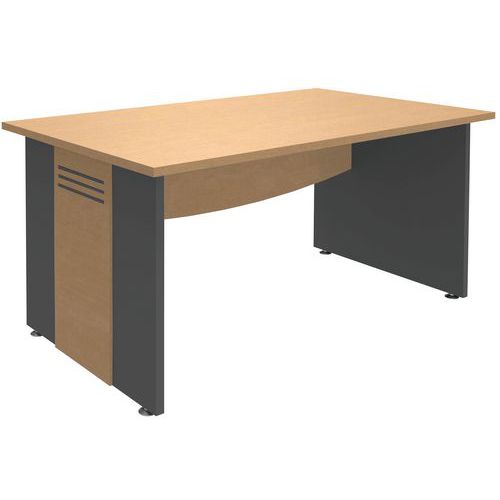 Bureau Droit Pieds Panneaux Quatuor 140 X 80 Cm Hêtre/anthracite