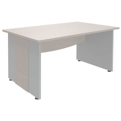 Bureau Droit Pieds Panneaux Quatuor 140 X 80 Cm Blanc/aluminium