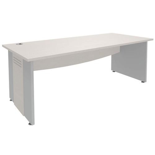 Bureau Droit Pieds Panneaux Quatuor 160 X 80 Cm Blanc/aluminium