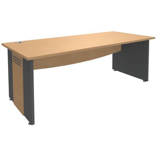 Bureau Droit Pieds Panneaux Quatuor 180 X 80 Cm Hêtre/anthracite