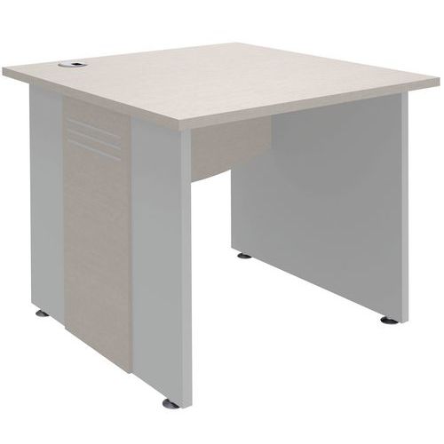 Bureau Droit Pieds Panneaux Quatuor 80 X 80 Cm Blanc/aluminium