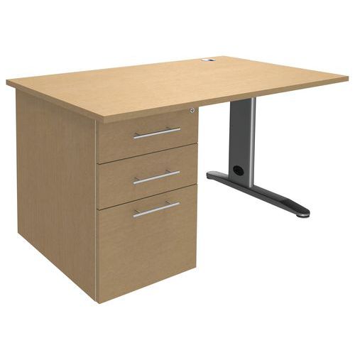 Bureau 140 +cais.porteur Métal Hêtre/anthracite
