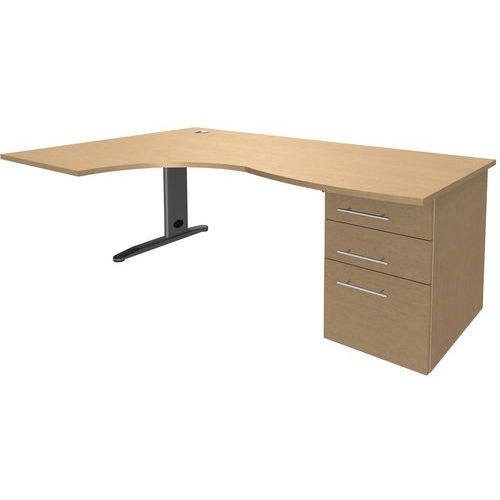 Bureau Asymétrique180 Retour À Gauche+cais.por Hêtre/anthracite