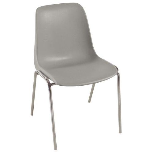 GMCE - Lot de 5 chaises de réunion Panama - Gris, Piétement chromé - Empilables, Confortables
