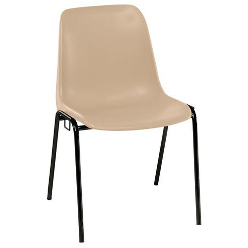 GMCE - Lot de 5 chaises de réunion Panama Beige - Empilables - Assise Polypropylène - Piétement chromé 4 pieds