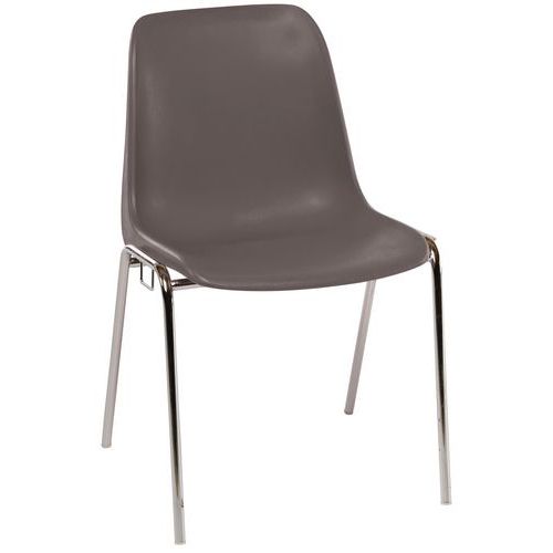 GMCE - Lot de 5 chaises de réunion Panama Marron - Empilables - Assise Polypropylène - Piétement chromé