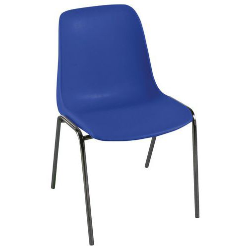 GMCE - Lot de 5 chaises de réunion Panama bleues - Empilables - Piétement noir 4 pieds - Polypropylène - 2.8 kg
