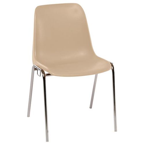 GMCE - Lot de 5 chaises Panama Beige M2 - Empilables - Piétement chromé - Polypropylène - Idéal bureau