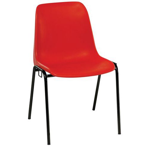 GMCE - Lot de 5 chaises Panama Rouge - Piétement Noir 4 pieds - Empilables M2 - Polypropylène