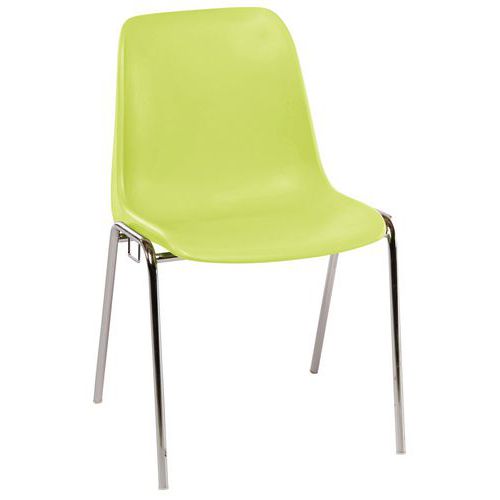 GMCE - Lot de 5 chaises Panama Anis - Polypropylène, Piétement Chromé - Empilable, Classement au feu M2