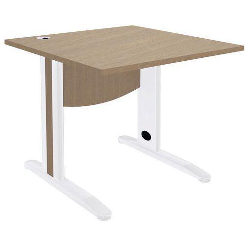 Bureau Quatuor 80x80 Pied Métal Chêne/blanc