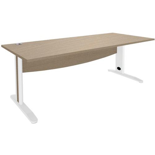 Bureau Quatuor 160x80 Pied Métal Chêne/blanc