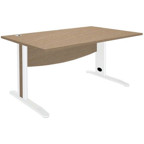 Bureau Quatuor 120x80 Pied Métal Chêne/blanc