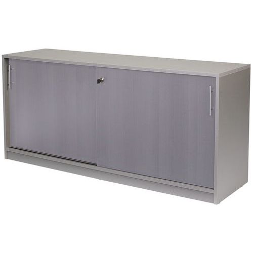 Rangement Bas Majix 2 Ptes Coulissantes+ Top Chêne Gris /alu