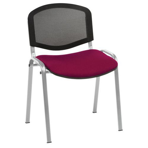 GMCE - Lot de 5 chaises de réunion Bliz Bordeaux - Piètement aluminium gris - Assise tissu - Empilable - Confort et Design