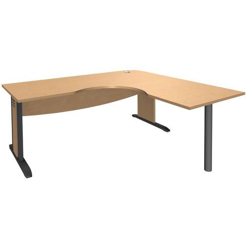 Bureau Symétrique Pied L Bois+vdf 140 Hêtre/anthracite