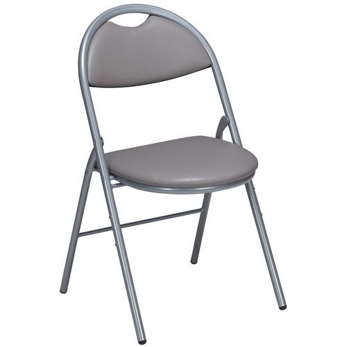 GMCE - Lot de 4 chaises pliantes Clap M2 Gris - Assise Tissu - Pieds Aluminium - Confort & Sécurité